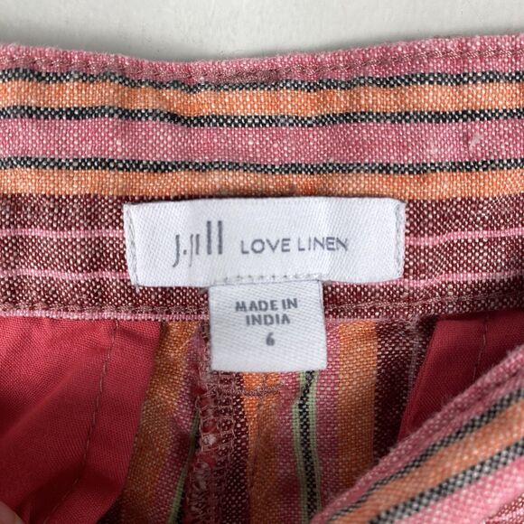J Jill Love Linen Sz 6 Small Striped Shorts Preppy Nautical Vacation Comfort - Picture 4 of 5